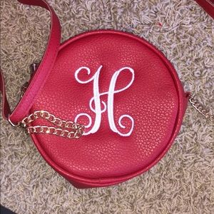 Leather purse with initial H